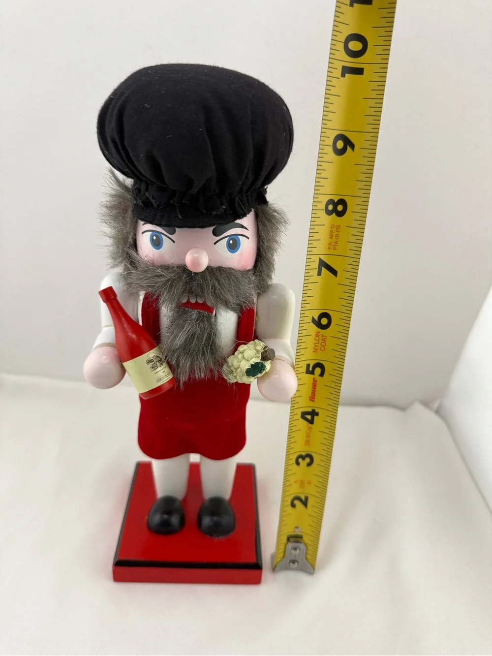 Jo-Ann Wooden Wine Maker Nutcracker Figurine Grapes Bottle 9